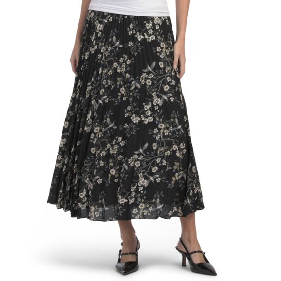 MAX STUDIO LONDON BLACK MULTI Pleated Skirt - Picture 1 of 2
